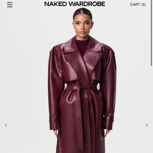 Naked wardrobe vegan leather trench coat